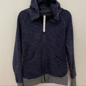 LULULEMON scuba hoodie navy heather/grey EUC